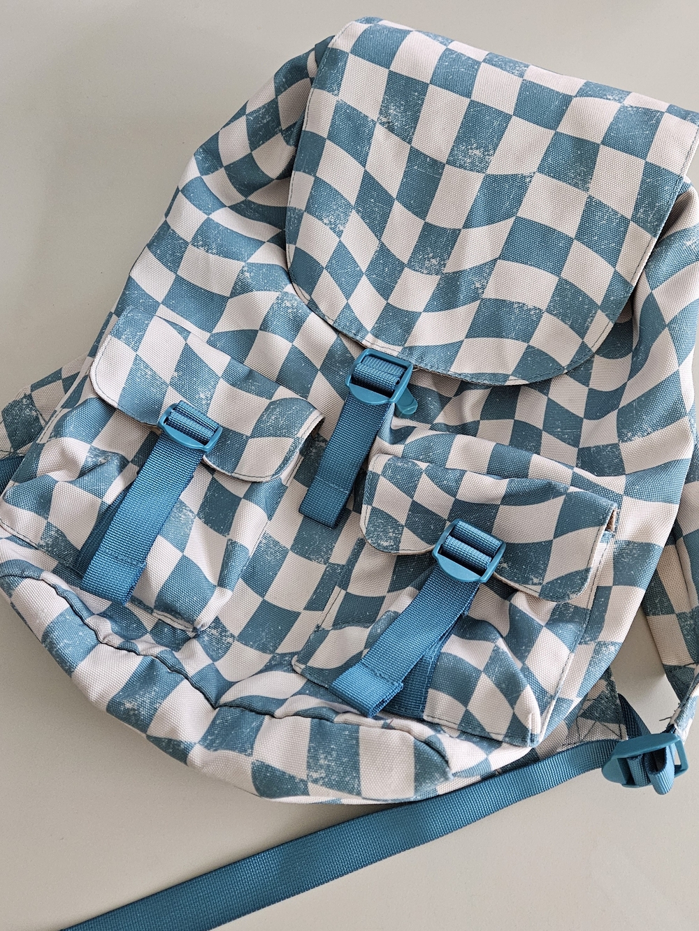 art class Blue and White Checkerboard Kids Backpack